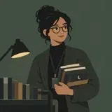读者图书馆夜班的头像插画