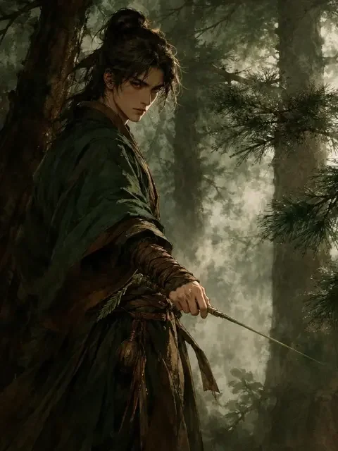 松针剑客封面，古风武侠题材，作者风见青野
